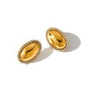 Oval Zircon Studded Stainless Steel Earrings For Women With Vacuum Electroplated Finish Simple Elegant Geometric Style