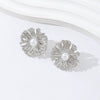 Oversized Hollow Geometric Statement Earrings In Electroplated Alloy With A Retro Floral Design And Minimalist Finish