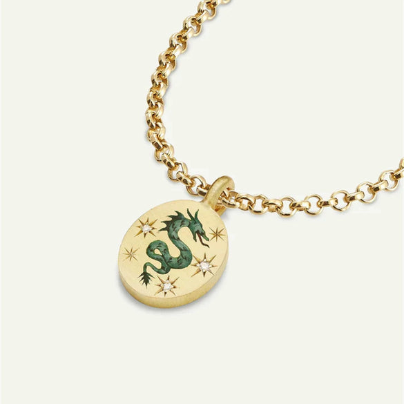 Painted Rabbit Flower Four Leaf Clover Warrior Guard Tarot Necklace Titanium Steel Vacuum Plated 18K True Gold Retro Style Animal Zodiac Shape For Women