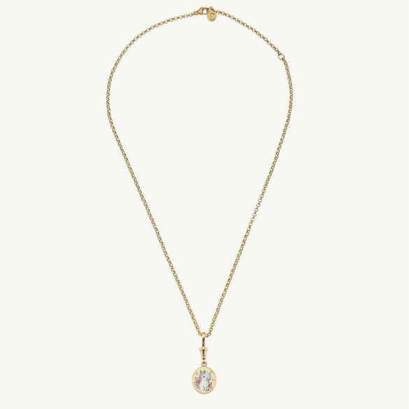 Painted Rabbit Flower Four Leaf Clover Warrior Guard Tarot Necklace Titanium Steel Vacuum Plated 18K True Gold Retro Style Animal Zodiac Shape For Women