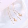 Pair Of New Fashion Copper Micro-Inlaid Zircon Branch Pendant Tassel Pierced Earrings