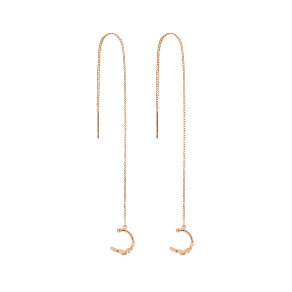 Pair Of New Fashion Copper Micro-Inlaid Zircon Branch Pendant Tassel Pierced Earrings