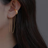 Pair Of New Fashion Copper Micro-Inlaid Zircon Branch Pendant Tassel Pierced Earrings