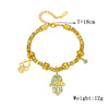 Palm Pendant Cylindrical Chain Bracelet Stainless Steel Goldplated Oil Dripping Pattern Women's