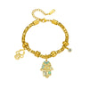 Palm Pendant Cylindrical Chain Bracelet Stainless Steel Goldplated Oil Dripping Pattern Women's