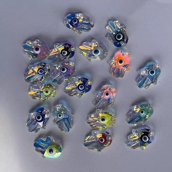 Palmshaped Glass Jewelry Making Accessories With Oildropping Eyes Pattern For Diy Necklace And Bracelet Pendant