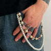 Pants Chain Hip Hop Style Imitation Pearl Floret Metal Chain With Cross Pendant And Lobster Clasp