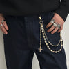 Pants Chain Hip Hop Style Imitation Pearl Floret Metal Chain With Cross Pendant And Lobster Clasp