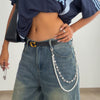 Pants Chain Hip Hop Style Imitation Pearl Floret Metal Chain With Cross Pendant And Lobster Clasp