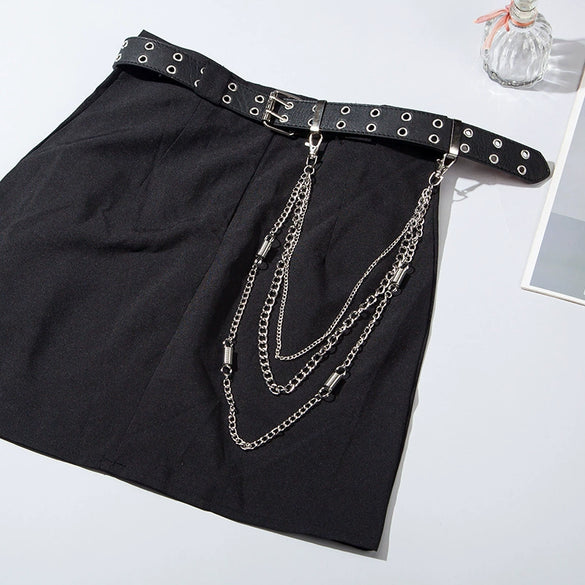 Pants Chain Imitation Leather Doublerow Butterfly Cross Hip Hop Punk Style