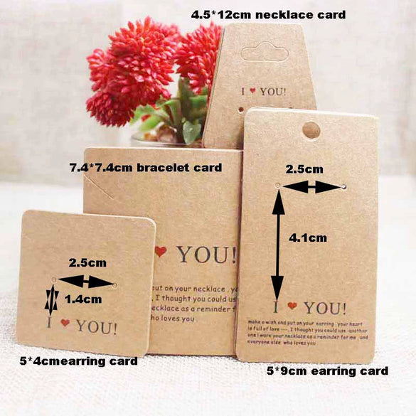Paper And Cowhide Handmade Earrings Ring Pendant Bracelet And Necklace Packaging Folding Card