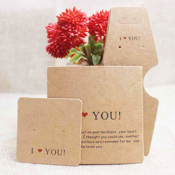 Paper And Cowhide Handmade Earrings Ring Pendant Bracelet And Necklace Packaging Folding Card