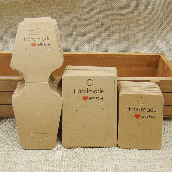 Paper And Cowhide Handmade Earrings Ring Pendant Bracelet And Necklace Packaging Folding Card