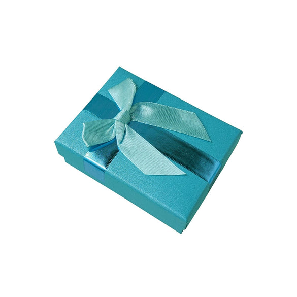 Paper Jewelry Packaging Box With Blue Bow Simple Gift Box For Earrings And Jewelry Storage