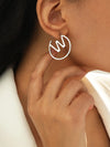 Paris Hollow Letter Semicircle Design Styling C-Shaped Earrings