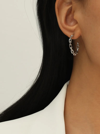 Paris Hollow Letter Semicircle Design Styling C-Shaped Earrings