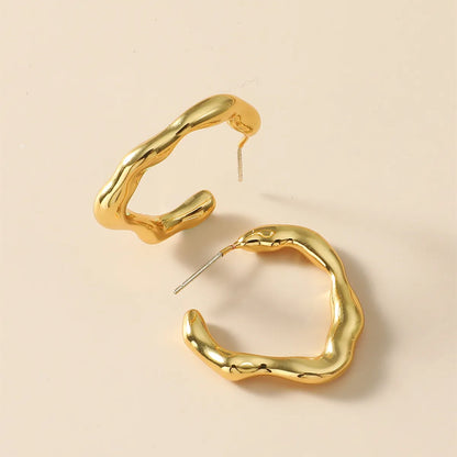 Paris Hollow Letter Semicircle Design Styling C-Shaped Earrings