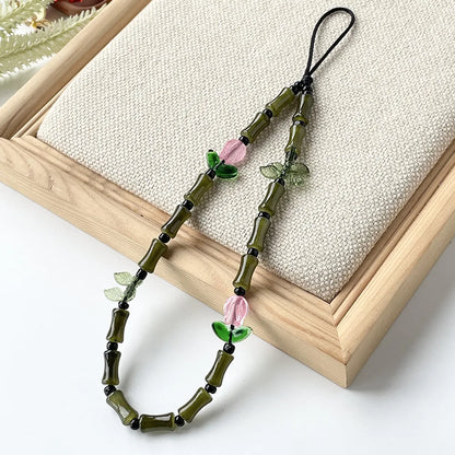 Pastoral Bamboo Arylic Glass Mobile Phone Chain