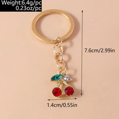 Pastoral Cherry Zinc Alloy Patchwork Keychain