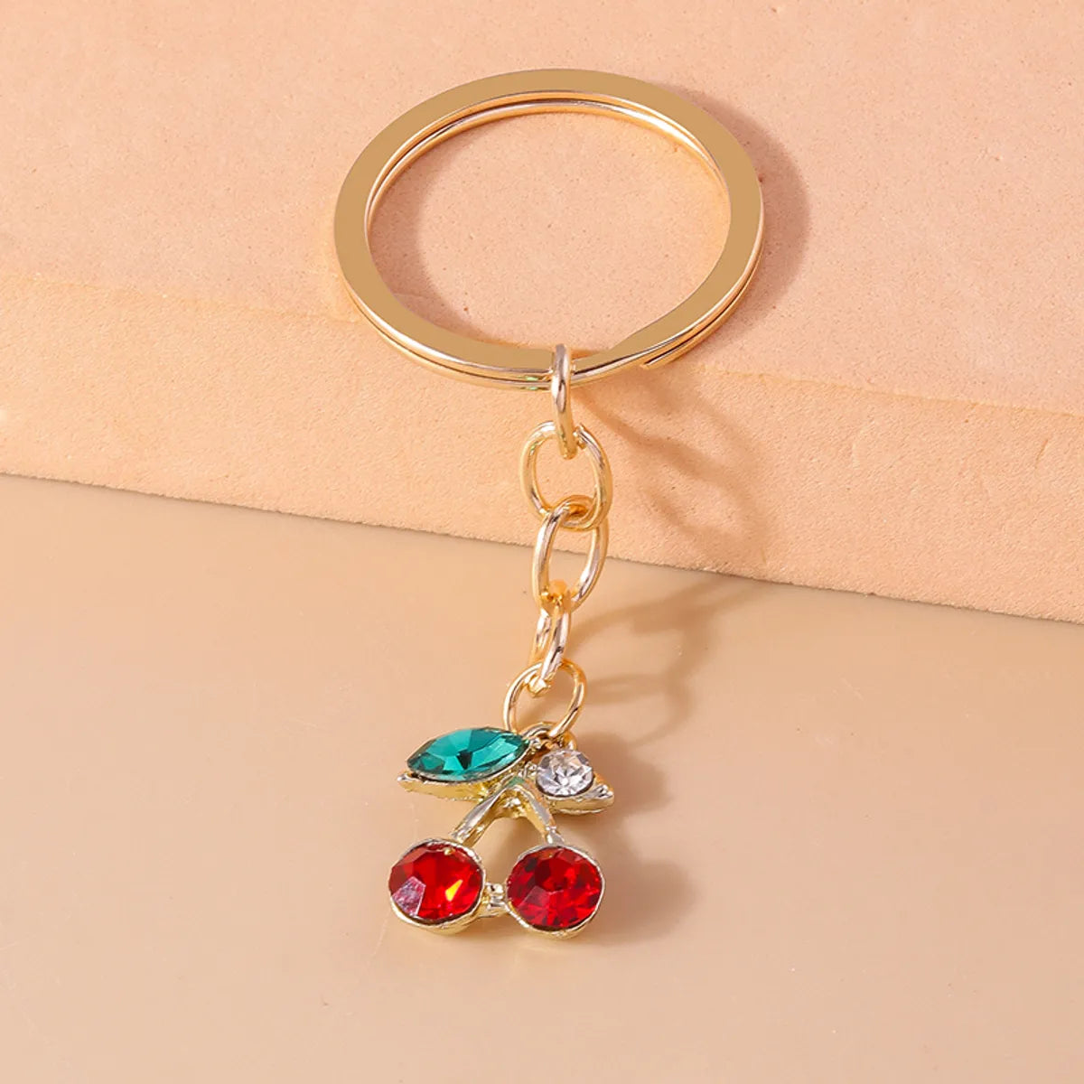 Pastoral Cherry Zinc Alloy Patchwork Keychain