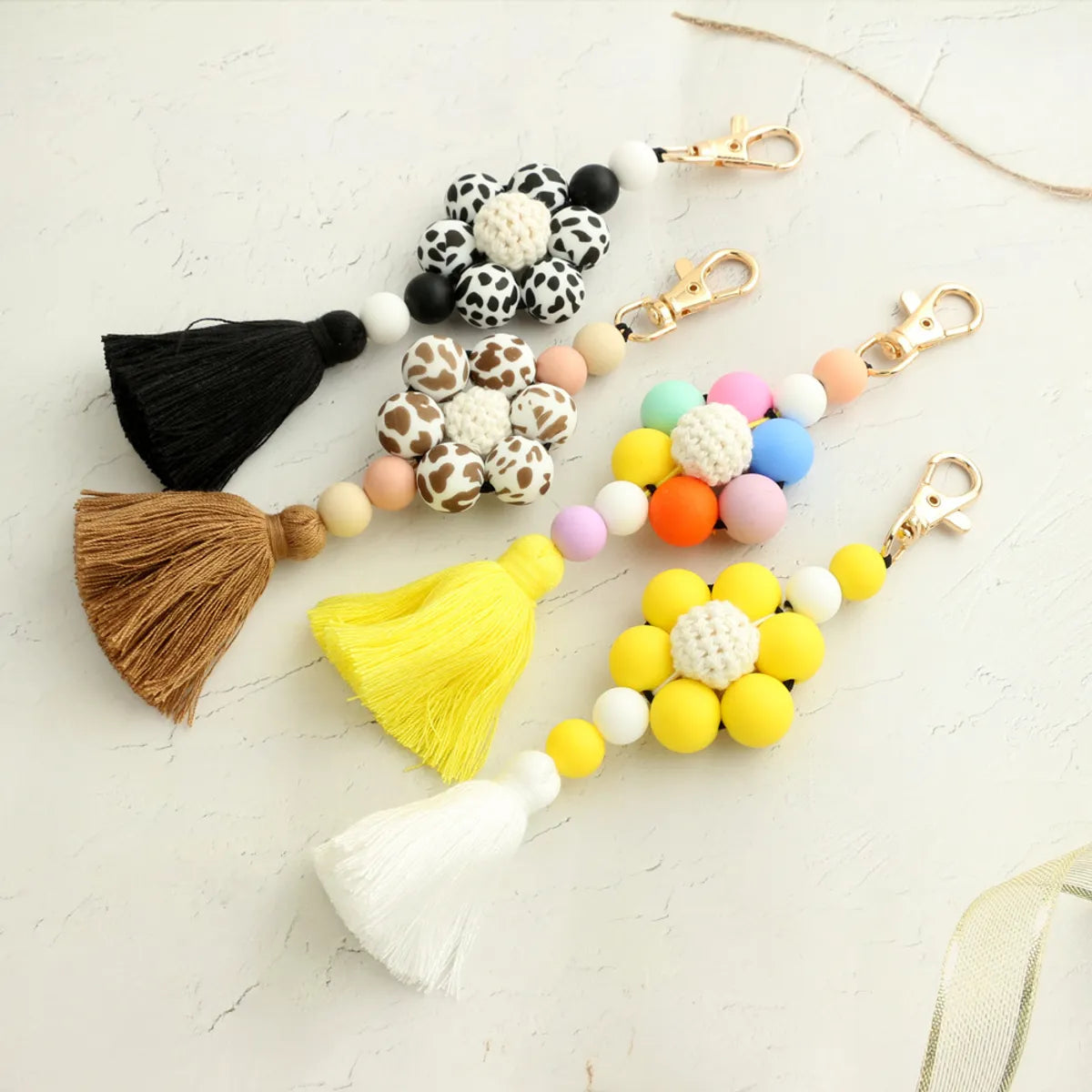 Pastoral Color Block Silica Gel Women'S Keychain