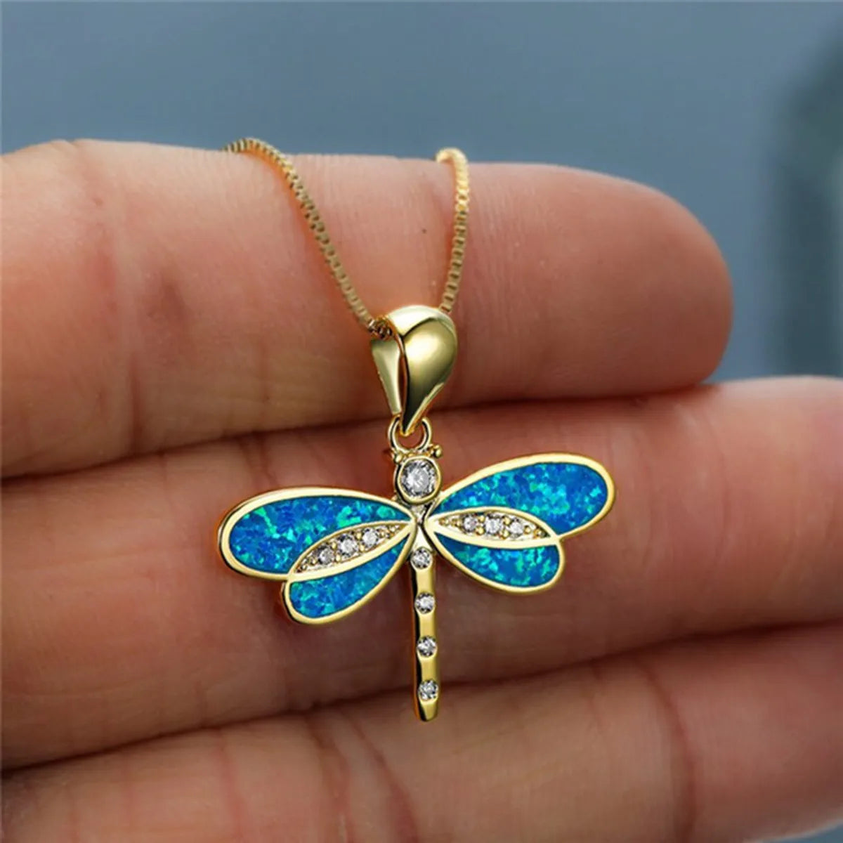 Pastoral Dragonfly Artificial Diamond Alloy Wholesale Pendant Necklace