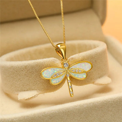 Pastoral Dragonfly Artificial Diamond Alloy Wholesale Pendant Necklace