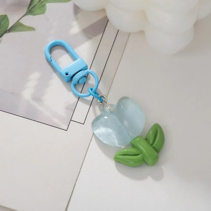 Pastoral Floral Plastic Resin Keychain