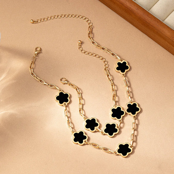 Pastoral Flower Alloy Enamel 14K Gold Plated Women'S Jewelry Set