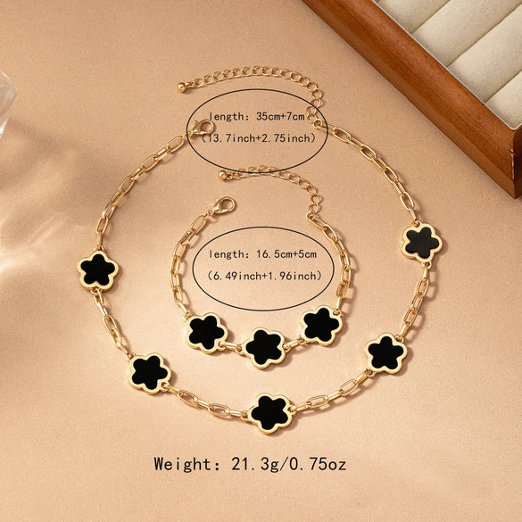 Pastoral Flower Alloy Enamel 14K Gold Plated Women'S Jewelry Set