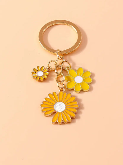 Pastoral Flower Alloy Keychain