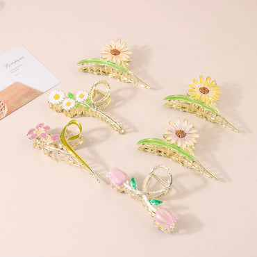 Pastoral Flower Alloy Plating Hair Claws