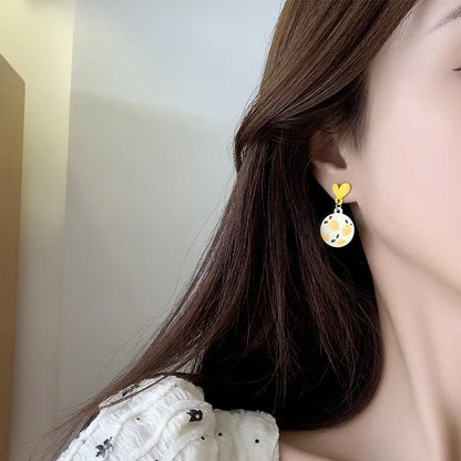 Pastoral Flower Alloy Stoving Varnish Women'S Drop Earrings