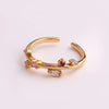 Pastoral Flower Copper Plating Inlay Zircon Open Ring 1 Piece