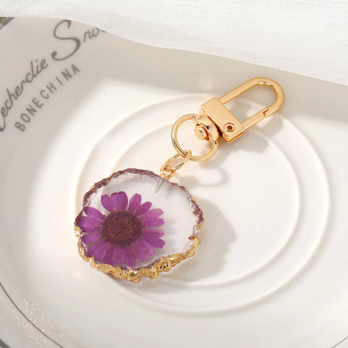 Pastoral Flower Dried Flower Epoxy Women'S Bag Pendant Keychain