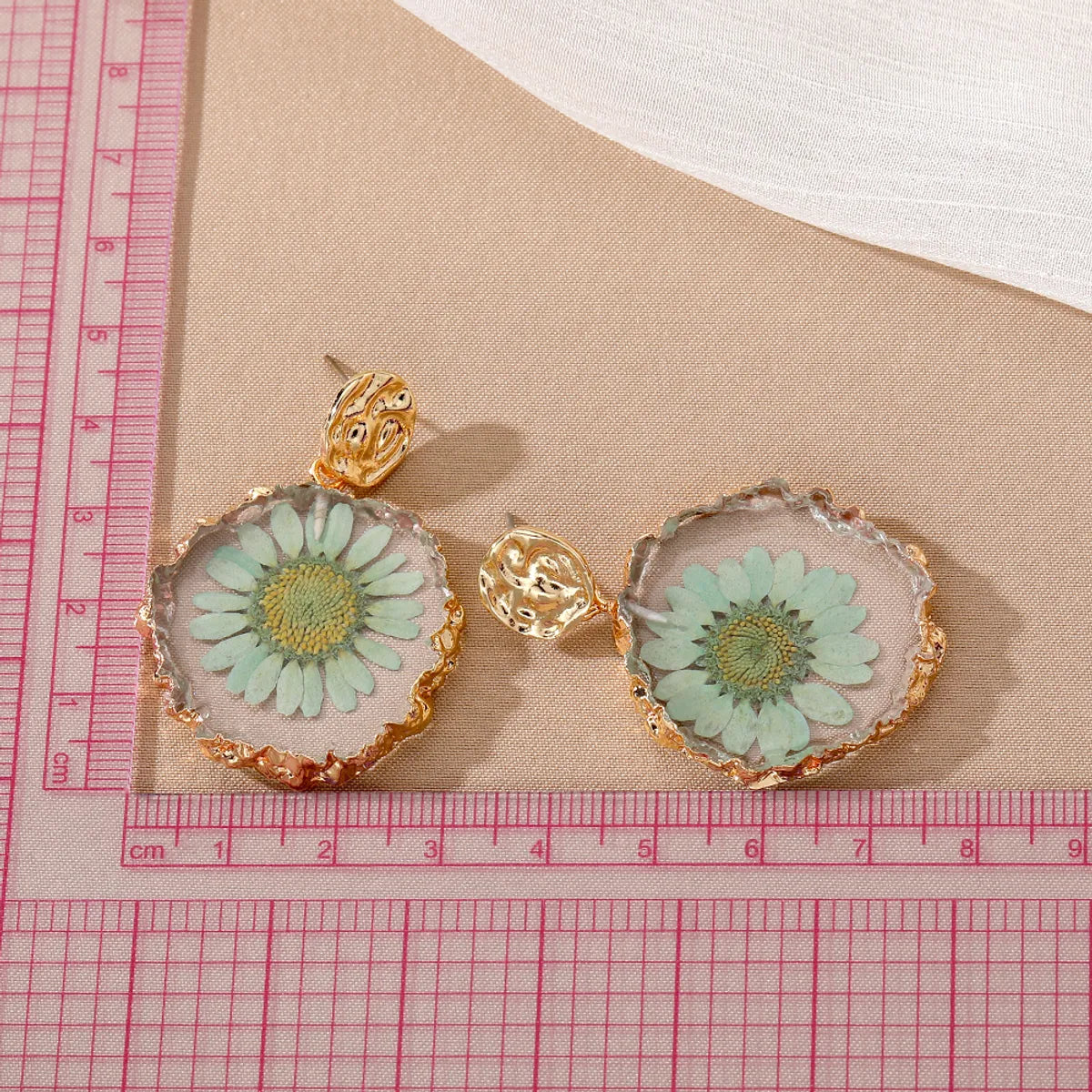 Pastoral Flower Resin Epoxy Plating Women'S Drop Earrings