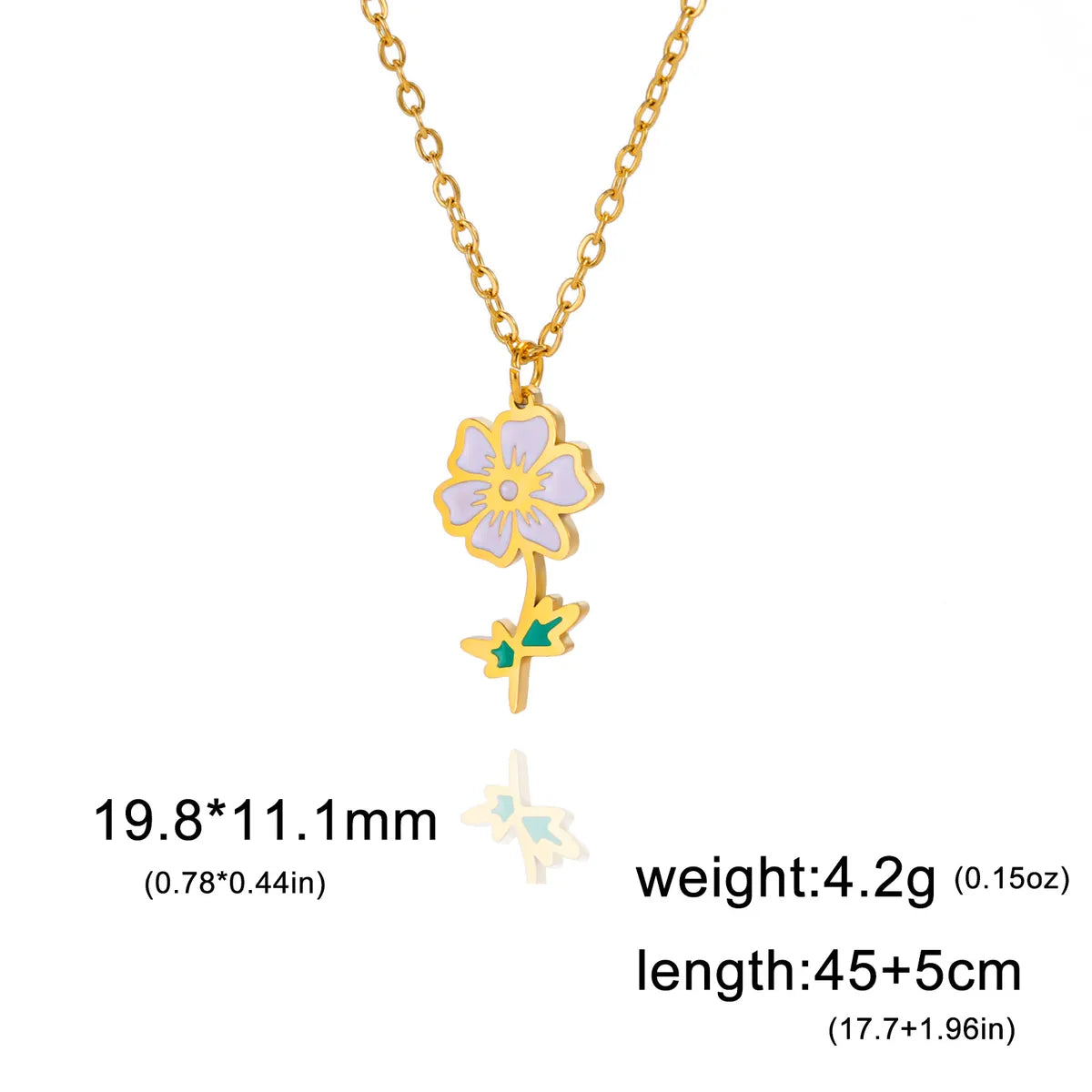 Pastoral Flower Stainless Steel 18k Gold Plated Pendant Necklace In Bulk