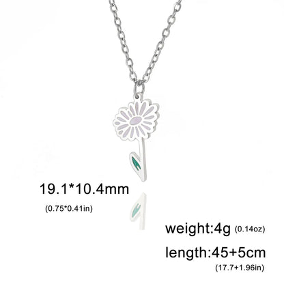 Pastoral Flower Stainless Steel 18k Gold Plated Pendant Necklace In Bulk