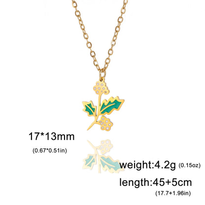 Pastoral Flower Stainless Steel 18k Gold Plated Pendant Necklace In Bulk