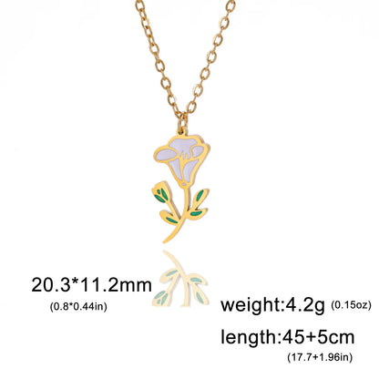 Pastoral Flower Stainless Steel 18k Gold Plated Pendant Necklace In Bulk