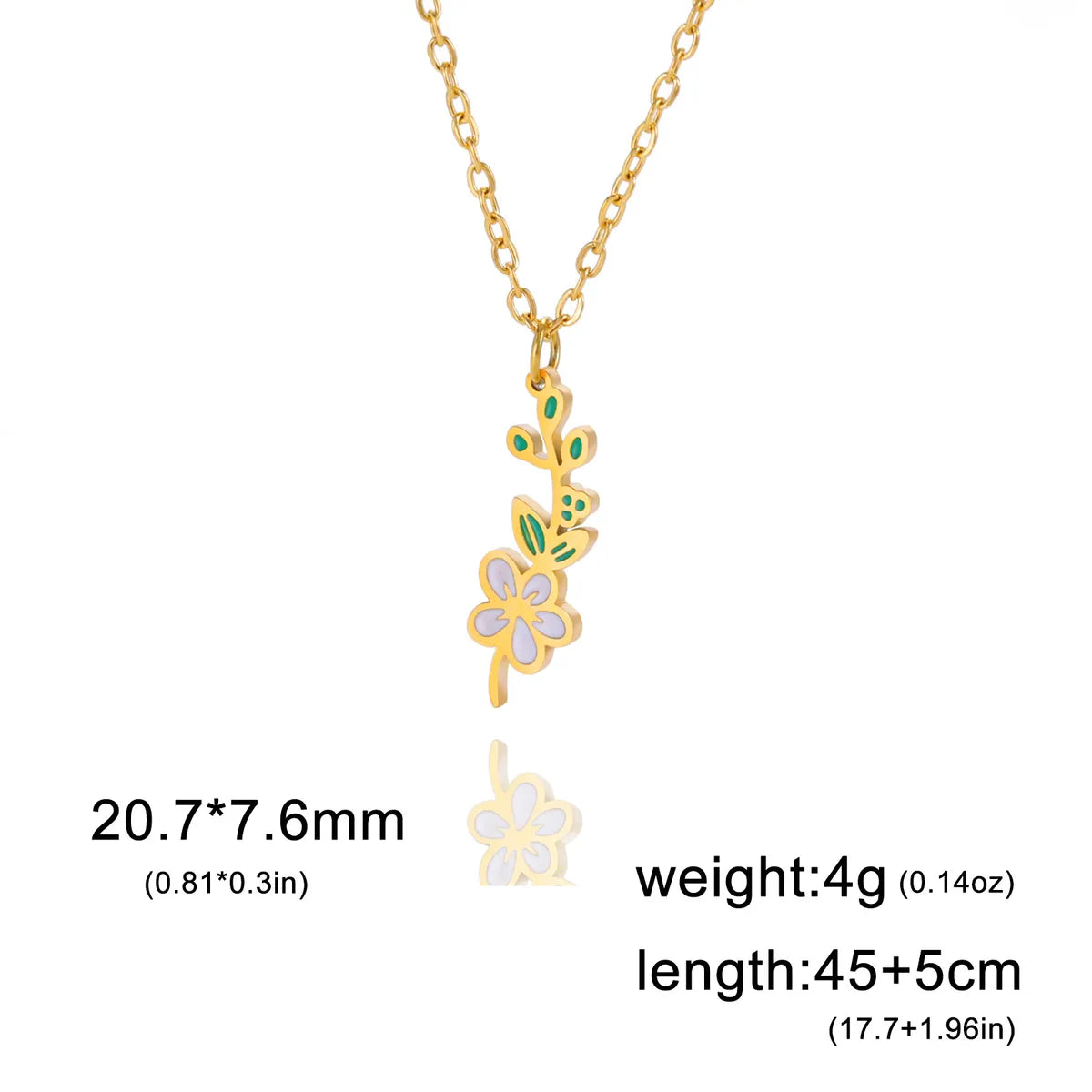 Pastoral Flower Stainless Steel 18k Gold Plated Pendant Necklace In Bulk