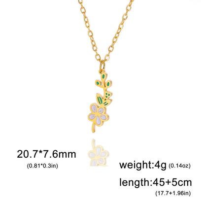 Pastoral Flower Stainless Steel 18k Gold Plated Pendant Necklace In Bulk