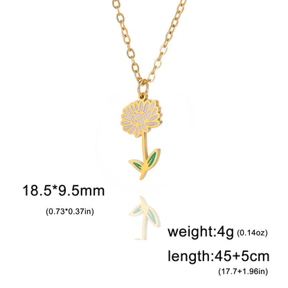 Pastoral Flower Stainless Steel 18k Gold Plated Pendant Necklace In Bulk