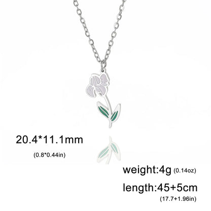 Pastoral Flower Stainless Steel 18k Gold Plated Pendant Necklace In Bulk