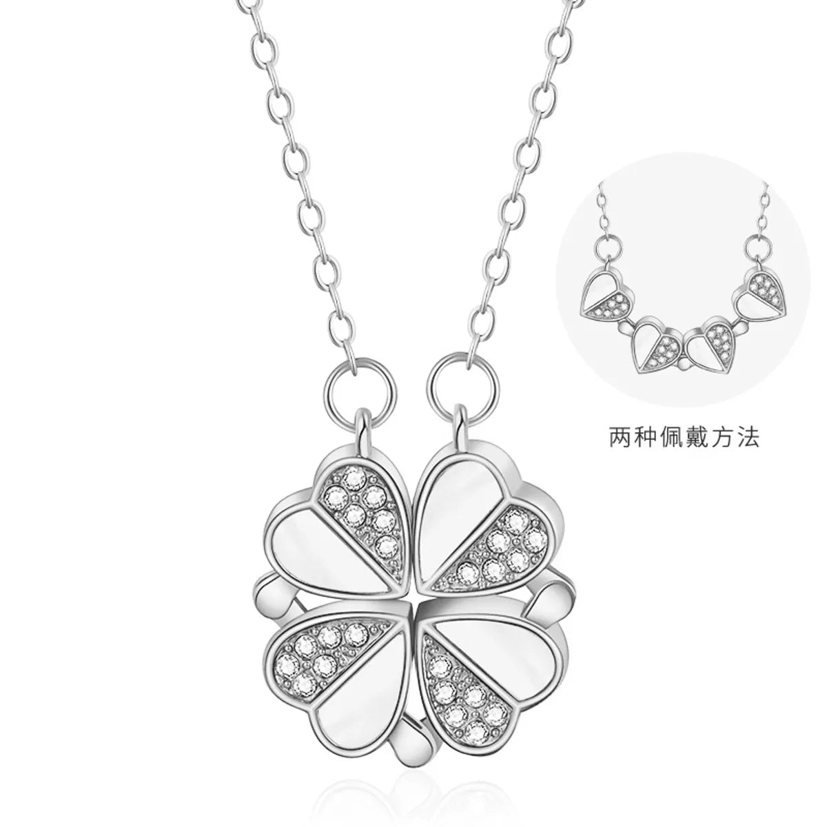 Pastoral Leaf Titanium Steel Rhinestones Pendant Necklace 1 Piece