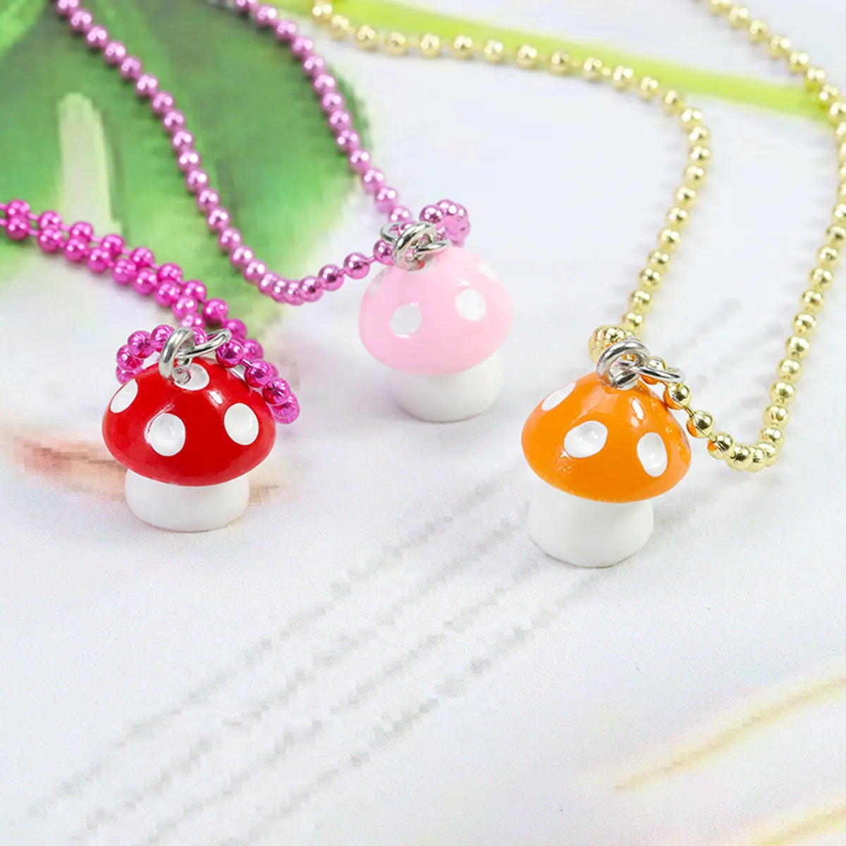 Pastoral Mushroom Mixed Materials Children Unisex Pendant Necklace