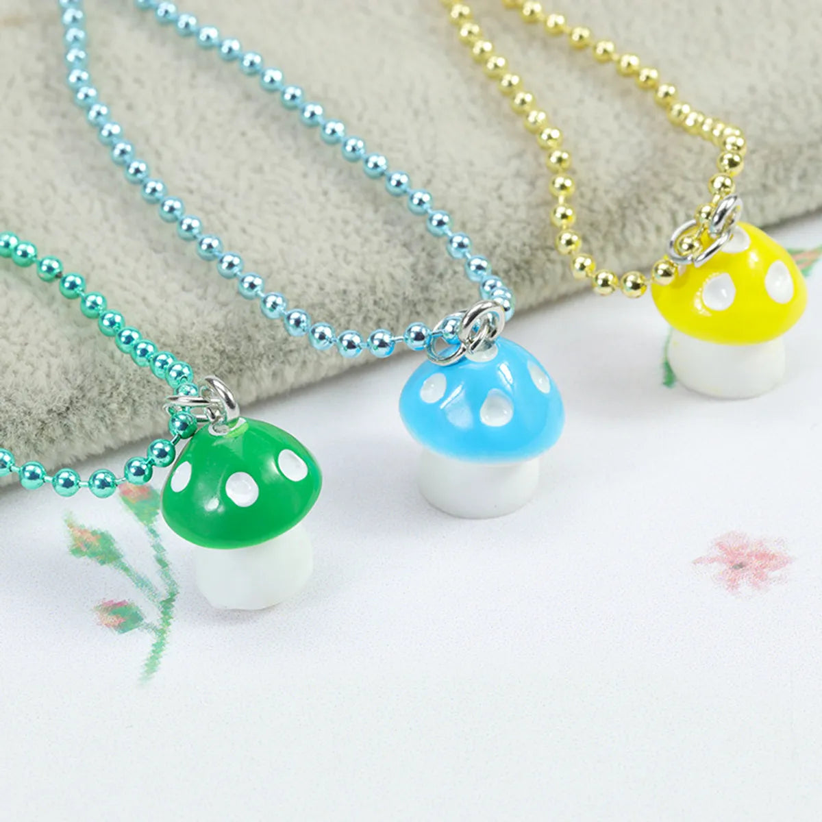 Pastoral Mushroom Mixed Materials Children Unisex Pendant Necklace