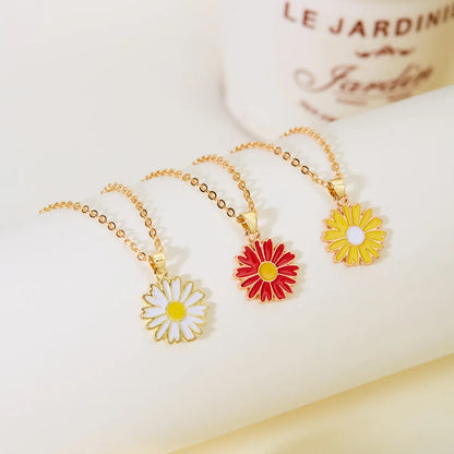 Pastoral Simple Style Daisy Alloy Copper Wholesale Pendant Necklace