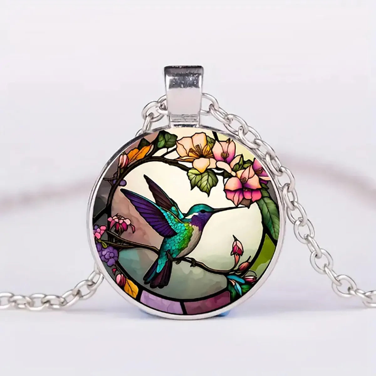 Pastoral Simple Style Hummingbird Glass Alloy Wholesale Pendant Necklace