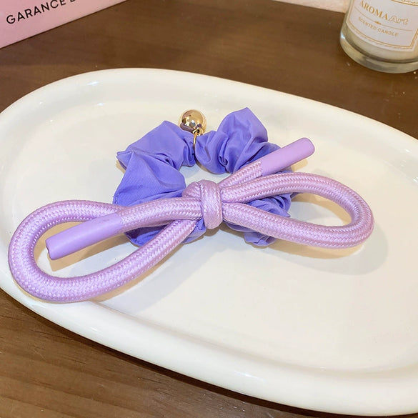 Pastoral Style Bow Flower Imitation Pearl Hair Ring Women's Sweet Fresh Hair Accessories
